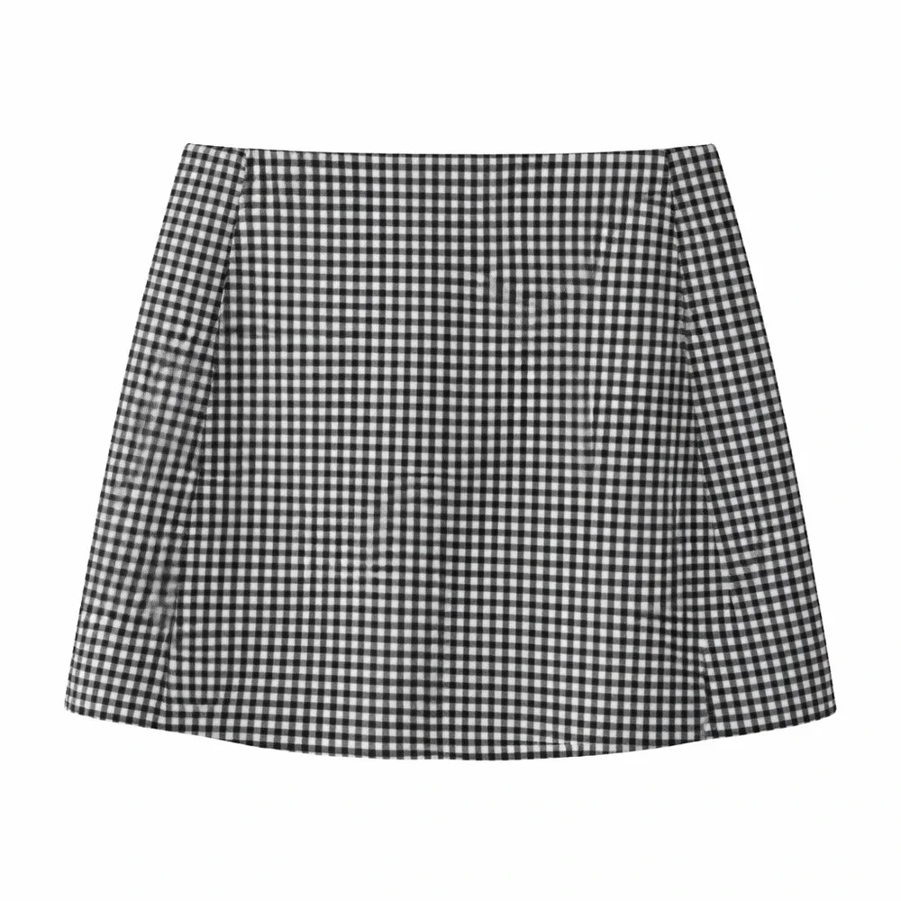 Gingham Mini Skirt Checkered A-Line Preppy Coquette Mod Retro 90s Indie Skater